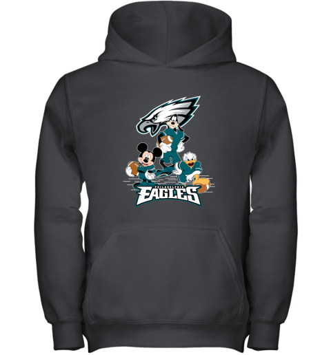 NFL Philadelphia Eagles Mickey Mouse Donald Duck Goofy Football Youth Hoodie
