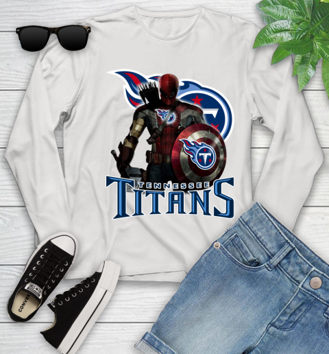 NFL Captain America Thor Spider Man Hawkeye Avengers Endgame Football Tennessee Titans Youth Long Sleeve