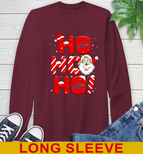 Atlanta Braves MLB Baseball Ho Ho Ho Santa Claus Merry Christmas Shirt Long Sleeve T-Shirt 19