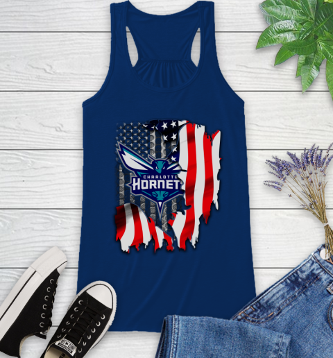 Charlotte Hornets NBA Basketball American Flag Racerback Tank 8