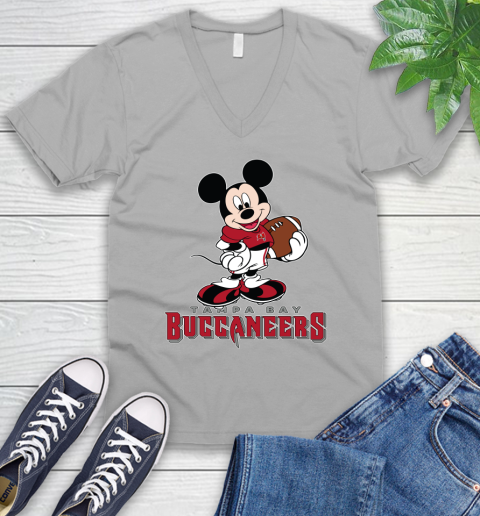 NFL Football Tampa Bay Buccaneers Cheerful Mickey Mouse Shirt V-Neck T-Shirt 4