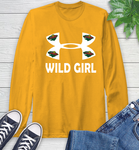 NHL Minnesota Wild Girl Under Armour Hockey Sports Long Sleeve T-Shirt 2