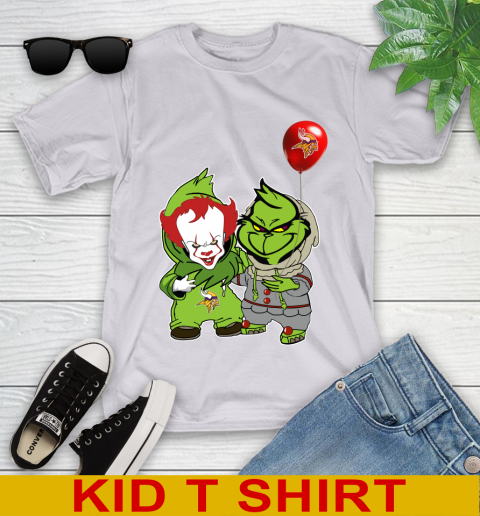Minnesota Vikings Baby Pennywise Grinch Christmas NFL Football Youth T-Shirt 5