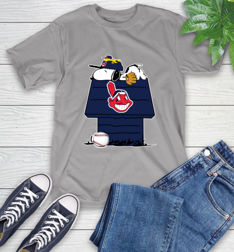 MLB Cleveland Indians Snoopy Woodstock The Peanuts Movie Baseball T Shirt T-Shirt 6