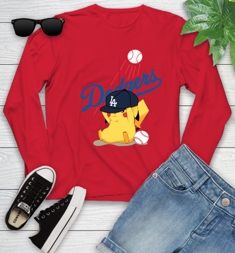 MLB Pikachu Baseball Sports Los Angeles Dodgers Youth Long Sleeve 11