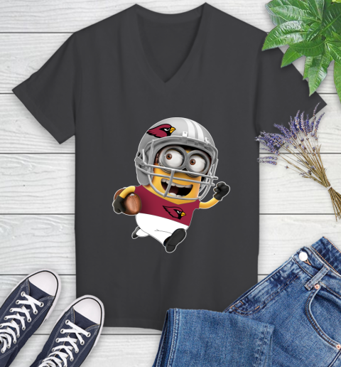 NFL Arizona Cardinals Minions Disney Football Sports Women's V-Neck T-Shirt 8
