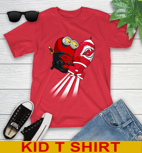 NHL Hockey New Jersey Devils Deadpool Minion Marvel Shirt Youth T-Shirt 11