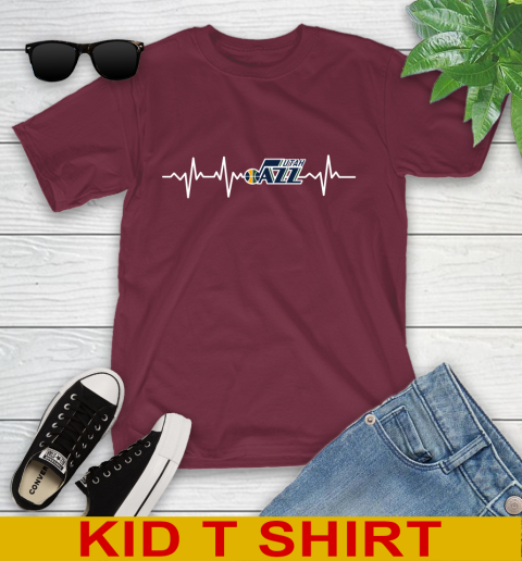 Utah Jazz NBA Basketball Heart Beat Shirt Youth T-Shirt 6 Utah Jazz NBA Basketball Heart Beat Shirt Youth T-Shirt - Image 6
