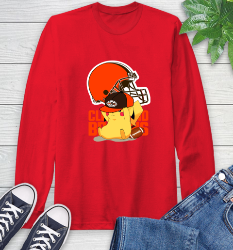 NFL Pikachu Football Sports Cleveland Browns Long Sleeve T-Shirt 10