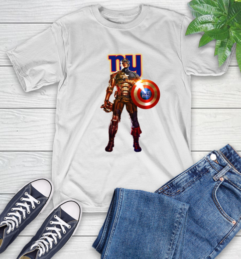 NFL Captain America Marvel Avengers Endgame Football Sports New York Giants T-Shirt