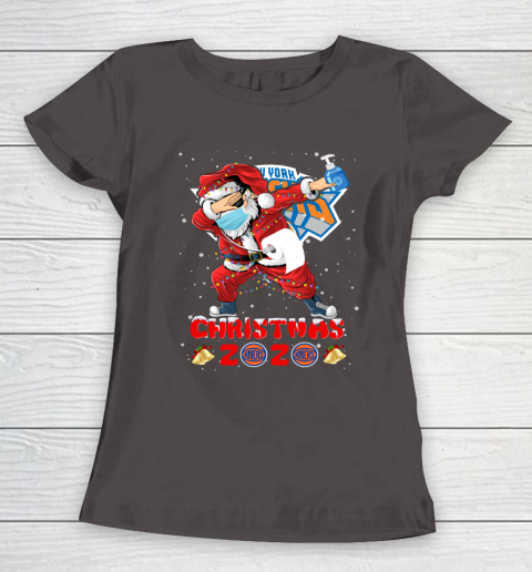 New York Knicks Funny Santa Claus Dabbing Christmas 2020 NBA Women's T-Shirt 7