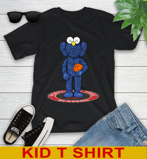 NBA Basketball Portland Trail Blazers Kaws Bff Blue Figure Shirt Youth T-Shirt 2