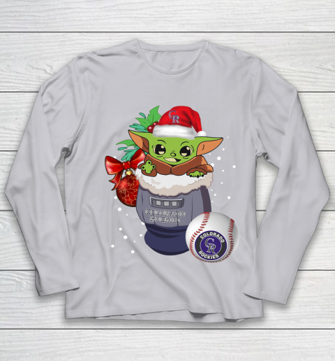 Colorado Rockies Christmas Baby Yoda Star Wars Funny Happy MLB Youth Long Sleeve 5