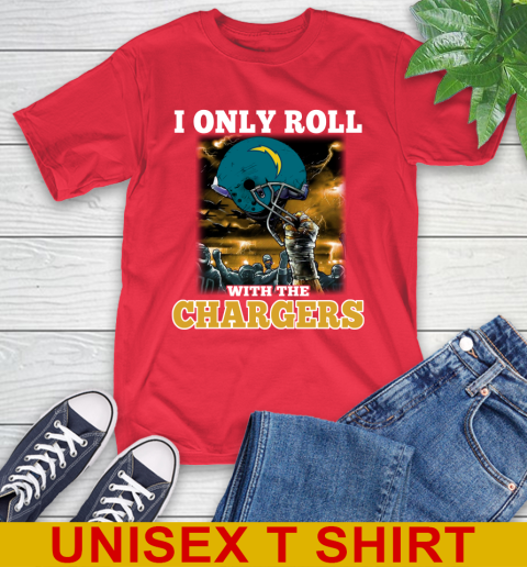 Los Angeles Chargers NFL Football I Only Roll With My Team Sports T-Shirt - Image 13