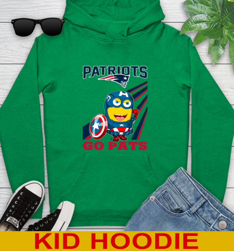 NFL Football New England Patriots Captain America Marvel Avengers Minion Shirt Youth Hoodie 8