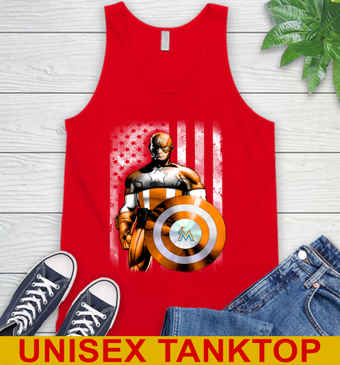 Miami Marlins MLB Baseball Captain America Marvel Avengers American Flag Shirt Tank Top 5