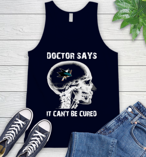NHL San Jose Sharks Hockey Skull It Can't Be Cured Shirt Tank Top 2