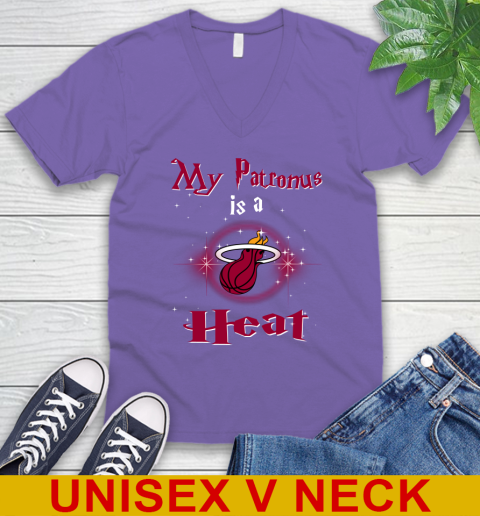 NBA Basketball Harry Potter My Patronus Is A Miami Heat V-Neck T-Shirt 8