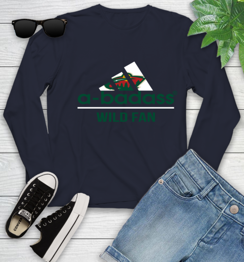 NHL A Badass Minnesota Wild Fan Adidas Hockey Sports Youth Long Sleeve 2