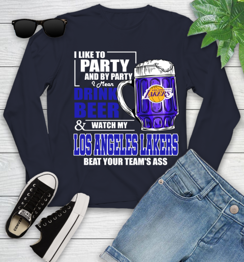 NBA Drink Beer and Watch My Los Angeles Lakers Beat Your Team's Ass Basketball Youth Long Sleeve 2