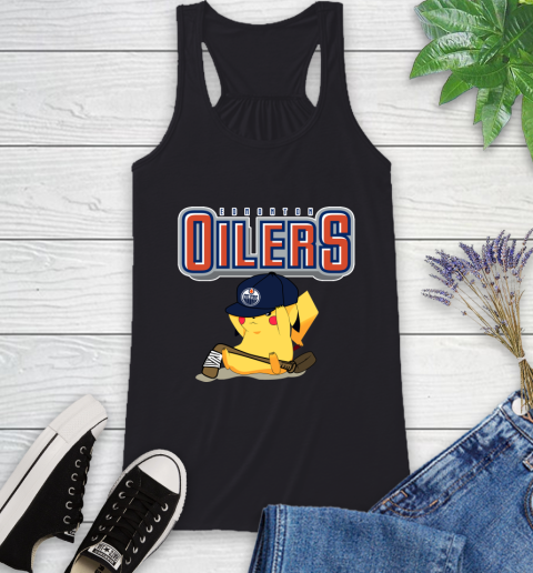 NHL Pikachu Hockey Sports Edmonton Oilers Racerback Tank 2