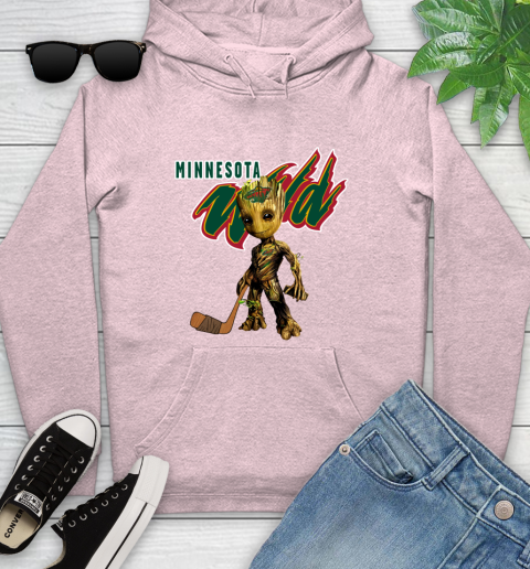 Minnesota Wild NHL Hockey Groot Marvel Guardians Of The Galaxy Youth Hoodie 10