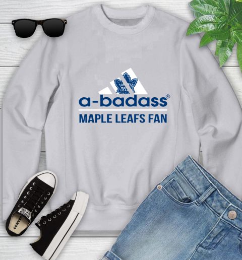 NHL A Badass Toronto Maple Leafs Fan Adidas Hockey Sports Youth Sweatshirt 3