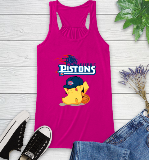 NBA Pikachu Basketball Sports Detroit Pistons Racerback Tank 8