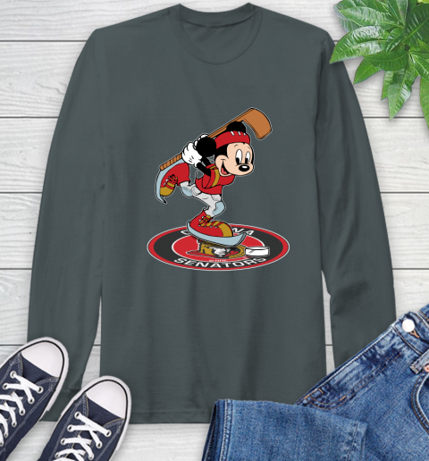 NHL Hockey Ottawa Senator Cheerful Mickey Disney Shirt Long Sleeve T-Shirt 7