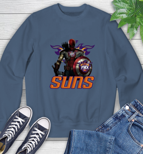 Phoenix Suns NBA Basketball Captain America Thor Spider Man Hawkeye Avengers Sweatshirt 7