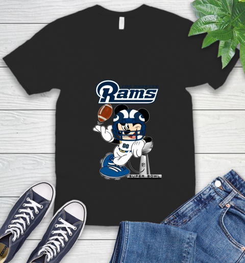 NFL Los Angeles Rams Mickey Mouse Disney Super Bowl Football T Shirt V-Neck T-Shirt 12
