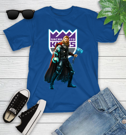 NBA Thor Avengers Endgame Basketball Sacramento Kings Youth T-Shirt 9