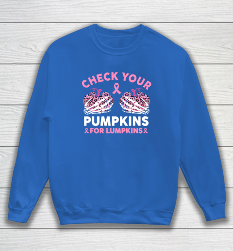 Check Your Pumpkins Breast Cancer Awareness Halloween Sweatshirt 5