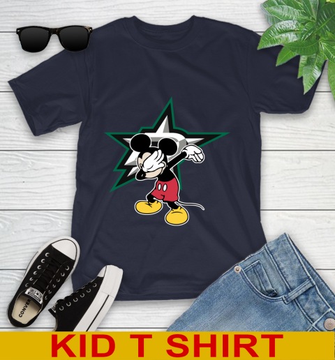 Dallas Stars NHL Hockey Dabbing Mickey Disney Sports Youth T-Shirt 3