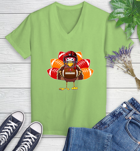 Tampa Bay Buccaneers Turkey Thanksgiving Day Women's V-Neck T-Shirt 11