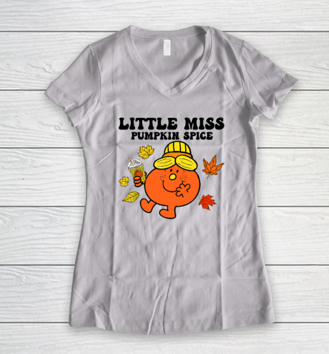 Little Miss Pumpkin Spice Cute Fall Pumpkin Thanksgiving Women's V-Neck T-Shirt