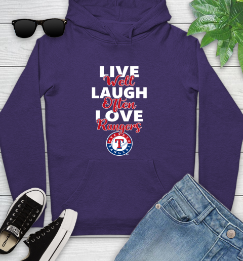 MLB Baseball Texas Rangers Live Well Laugh Often Love Shirt Youth Hoodie 5