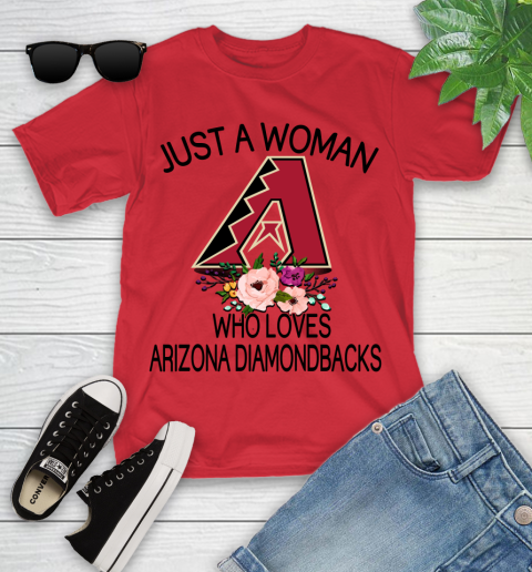 MLB Just A Woman Who Loves Arizona Diamondbacks Baseball Sports Youth T-Shirt 8