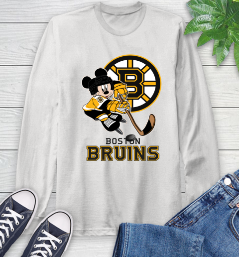 NHL Boston Bruins Mickey Mouse Disney Hockey T Shirt Long Sleeve T-Shirt