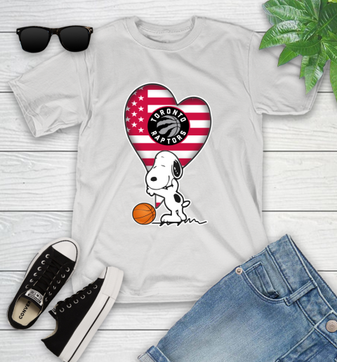 Toronto Raptors NBA Basketball The Peanuts Movie Adorable Snoopy Youth T-Shirt