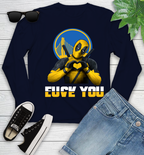 NBA Golden State Warriors Deadpool Love You Fuck You Basketball Sports Youth Long Sleeve 2