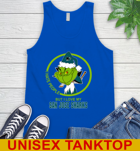 San Jose Sharks NHL Christmas Grinch I Hate People But I Love My Favorite Hockey Team Tank Top 5