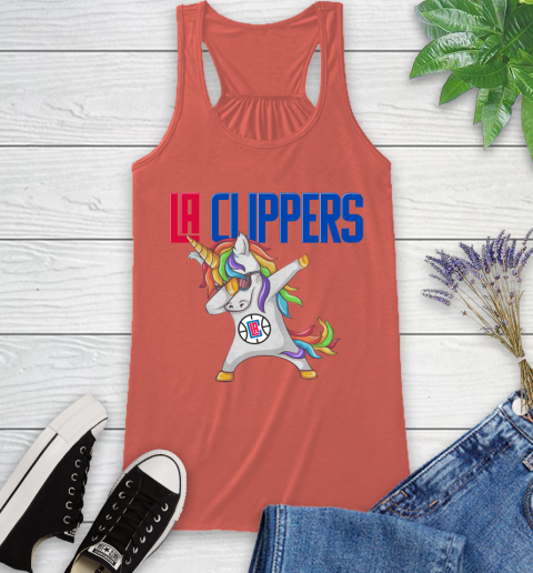 LA Clippers NBA Basketball Funny Unicorn Dabbing Sports Racerback Tank 4