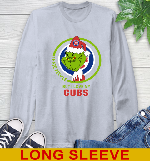 Chicago Cubs MLB Christmas Grinch I Hate People But I Love My Favorite Baseball Team Long Sleeve T-Shirt 6