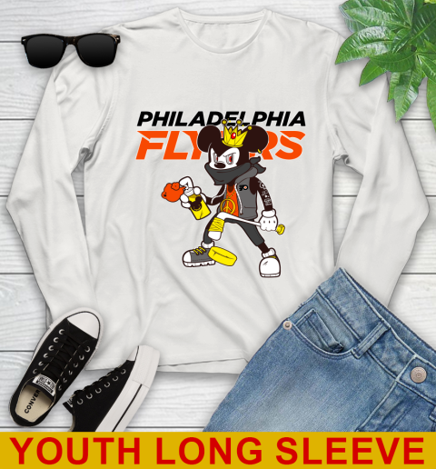 Philadelphia Flyers NHL Hockey Mickey Peace Sign Sports Youth Long Sleeve 12