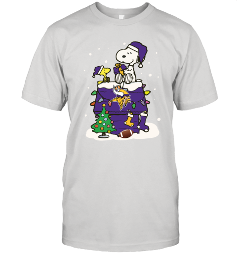 A Happy Christmas With Minnesota Vikings Snoopy Unisex Jersey Tee