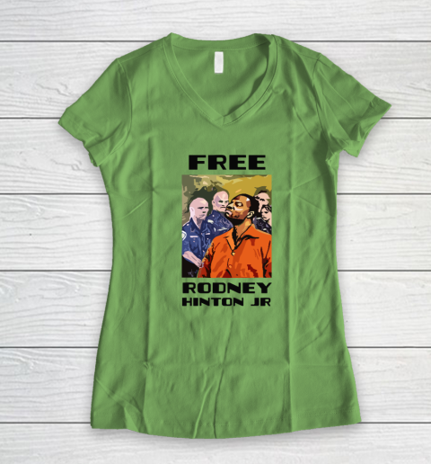 Free Rodney Hinton Jr Women's V-Neck T-Shirt 4