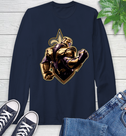 NFL Thanos Avengers Endgame Football Sports New Orleans Saints Long Sleeve T-Shirt 4