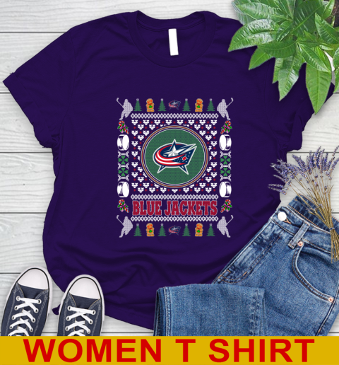 Columbus Blue Jackets Merry Christmas NHL Hockey Loyal Fan Women's T-Shirt 4