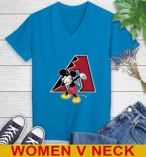 Arizona Diamondbacks MLB Baseball Dabbing Mickey Disney Sports Women's V-Neck T-Shirt 8